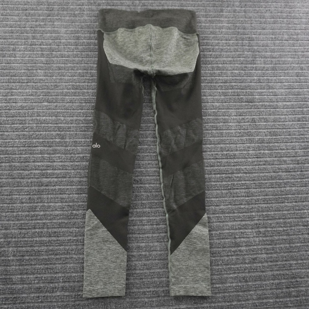 Alo Yoga Leggings Womens S Grey Black Seamless Colorblock High Rise Activewear